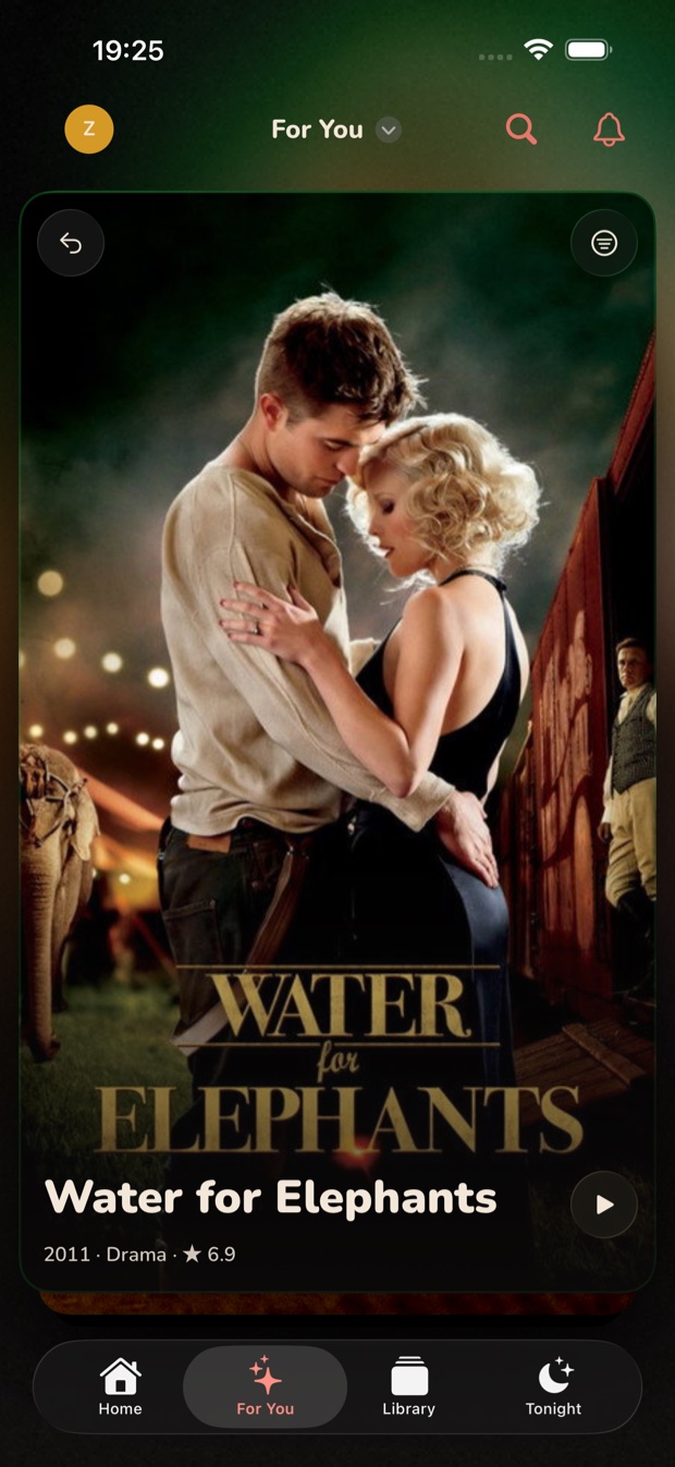 The For You deck: a film's own artwork is the card.